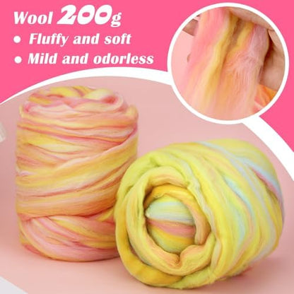 7.02 oz Colored Wool Roving Felting Wool Bulk Needle Felting - Image 3