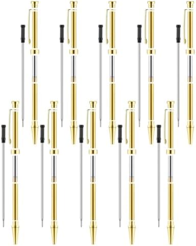 10 Pcs Pen Kits for Wood Turning 7mm Slimline Pen Twist Kit with Refill Lathe Turning Supplies Gold by Unknown