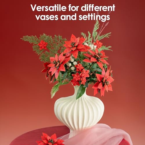 ROBOTIME 3D Wooden Poinsettia Puzzle - with Flower Pot Base, Adjustable Stem, Christmas Home Desk Decor, DIY Craft Kit for Adults - Image 6