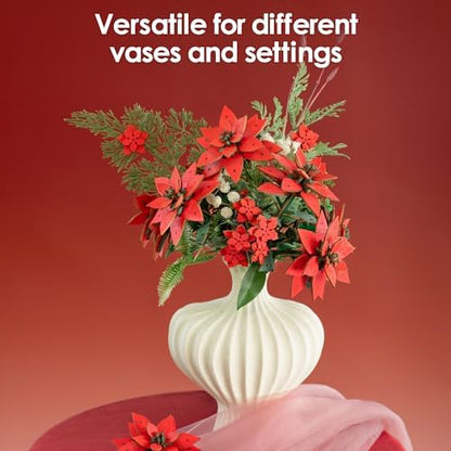 ROBOTIME 3D Wooden Poinsettia Puzzle - with Flower Pot Base, Adjustable Stem, Christmas Home Desk Decor, DIY Craft Kit for Adults - Image 6