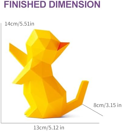 ORIGAMIPLANET 3D Origami Paper Craft Kit, Starpaw Kitten Cute DIY Pre-Cut Animal Papercraft Model for Beginners, Fun Handmade Home Decoration Gift for Adults & Teens-Yellow - Image 4