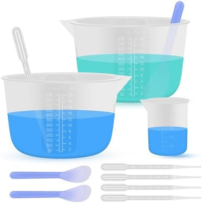 Silicone Resin Mixing Measuring Bowls 2Pcs 600ml/20oz for Resin Supplies, Thickened Reusable Silicone Bowl Cups for Epoxy Mixing, with Stir Sticks, Jewelry Making by SwigranceQualityCreativity