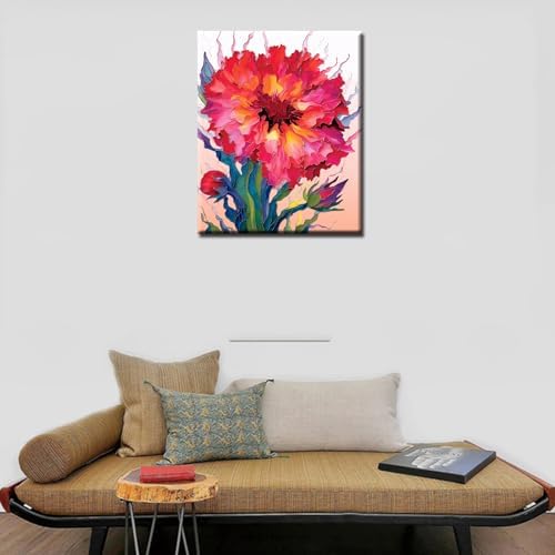 Paint by Number for Adults, Red Flowers Acrylic Paints by Numbers for Adults Beginner Color Modern style Painting by Numbers on Canvas with Brushes Watercolor Paint by Numbers for Kids （without frame） - Image 4