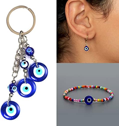 200pcs 8mm Evil Eye Beads Royal Blue Resin Lampwork Evil Eye Beads with Elastic Rope for DIY Crafts Making Accessories(Royal Blue) - Image 7