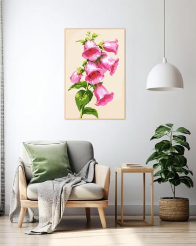 Mowana Pink Lily of the Valley Paint by Numbers Kit for Adults Beginners, Adult Painting Kit by Numbers with Frame and Easle, Stretched Canvas Flower Paint by Number Kit, 8x12inch - Image 7