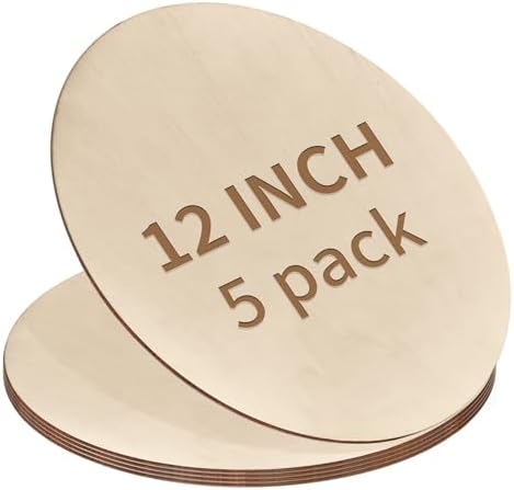 12 Inch Unfinished Wood Circles for Crafts, Wood Rounds Plaques for Cricut Crafts, Wooden Discs for Door Hanger Sign, Painting, Wood Burning, Christmas Home Décor(5Pcs Circle w/o Holes) by Unknown