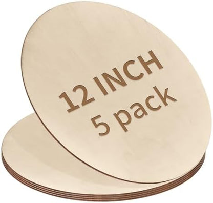 12 Inch Unfinished Wood Circles for Crafts, Wood Rounds Plaques for Cricut Crafts, Wooden Discs for Door Hanger Sign, Painting, Wood Burning, Christmas Home Décor(5Pcs Circle w/o Holes) by Unknown