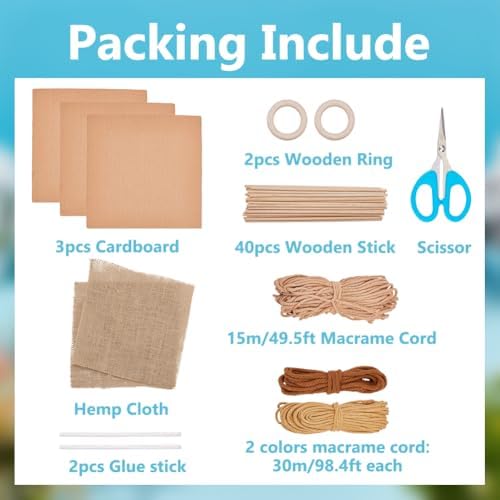 FREEBLOSS Macrame Woven Basket Kit Basket Weaving Kits with Instruction Macrame DIY Storage Bins Basket Making Supplies for Weaving Craft Gift - Image 2