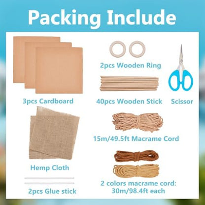 FREEBLOSS Macrame Woven Basket Kit Basket Weaving Kits with Instruction Macrame DIY Storage Bins Basket Making Supplies for Weaving Craft Gift - Image 2