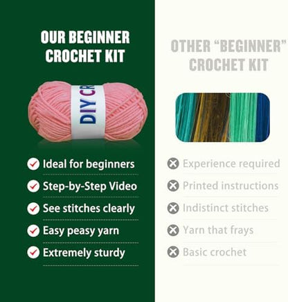 YOKISS 8Pcs Beginner Crochet Starter Kit, Creative Birthday Gifts for Adults & Kids, Popular DIY Patterns, 40% Extra Yarn Crochet Animals Kits with Step-by-Step Video Tutorials - Image 5