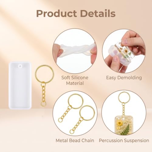 24PCS Resin Keychain Molds Resin Ring Mold Molds for Epoxy Resins 6 Shapes - Image 3