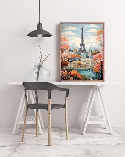 5DDIYART Paint by Numbers for Adults Beginner, Paris Eiffel Tower Paint by Number Kits on Canvas Without Framed,Paint by Easy Acrylic Painting Home Wall Decor 12x16inch - Image 4