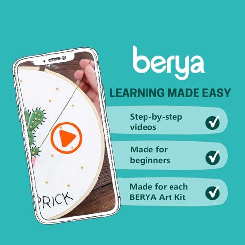 BERYA Cactus Embroidery Kit Including Video Step by Step Instructions Embroidery Hoop,Color Threads and Embroidery Scissors for Beginners-Handmade Needlepoint Kits for Adults - Image 5