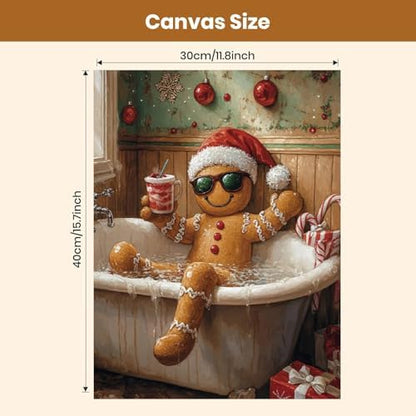 TCDZMYGS 4 Pack Christmas Paint by Numbers Kit for Adults Beginner,Bathroom Paint by Number Kits Without Frame,DIY Acrylic Oil Painting by Numbers for Home Wall Decor 11.8 x 15.7 inch - Image 3