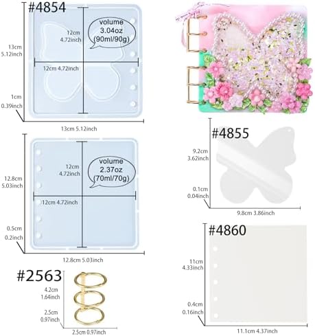 DIY Resin Shaker Journal Kit Butterfly - Complete Set with Square Notebook Molds, Binder Refills - Image 2