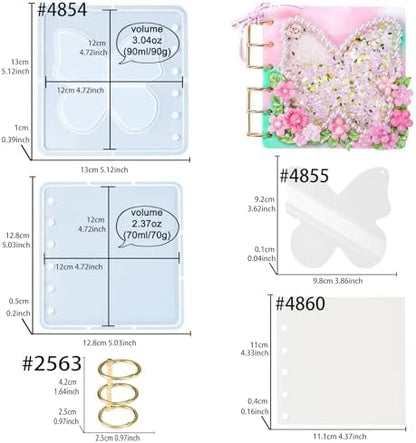 DIY Resin Shaker Journal Kit Butterfly - Complete Set with Square Notebook Molds, Binder Refills - Image 2