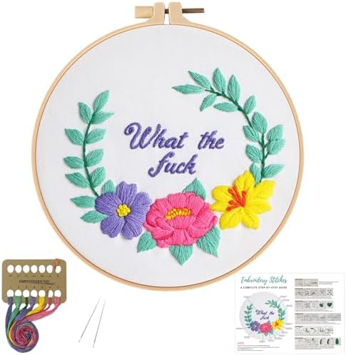 Louise Maelys Funny Floral Quote Embroidery Kit for Beginners DIY Craft by LouiseMaelys
