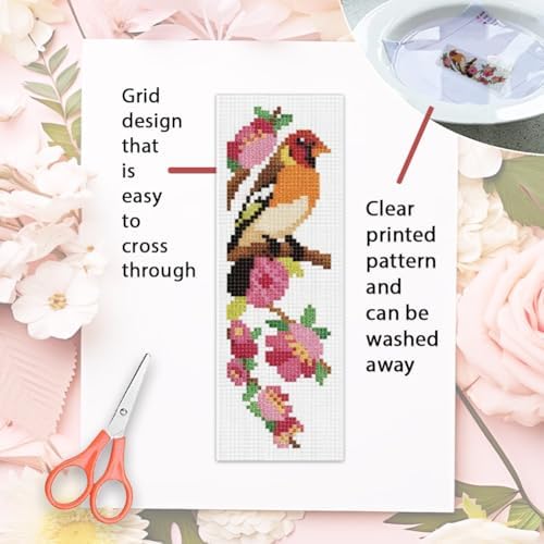 ORIGACH 6 Set Wild Bird Blossom Cross Stitch Bookmark Kit for Beginner - Image 3