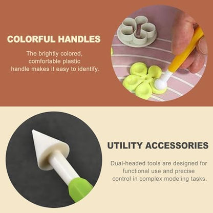 QivaZira 9 Pcs Clay Sculpting Tools Double Head Pottery Modeling Carving Tool Kit for Air Dry Clay Polymer Clay Tools for Adults DIY Crafts Ceramic Wax Sculpting Supplies Assorted Colors - Image 3