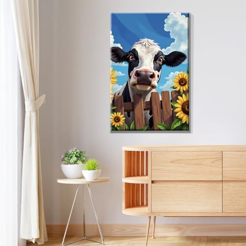 JOOZ 5D Cow Paint by Numbers Kit for Adults with Frame 8x12 Inch - Image 6