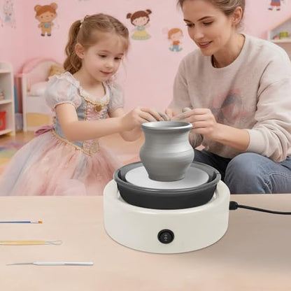 GONGDUN Mini Pottery Wheel Machine for Beginners Adults & Kids Adjustable Speed Electric Pottery Wheel with Foot Pedal Complete Clay Craft Kit DIY Projects for Home & Classroom (White) - Image 4
