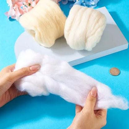 60G Needle Felting Wool White Wool Roving for Needle Felting Multicolor Yellow Soft Spinning Wool Bulk for Felting DIY Crafts Hand Spinning Supplies - Image 2
