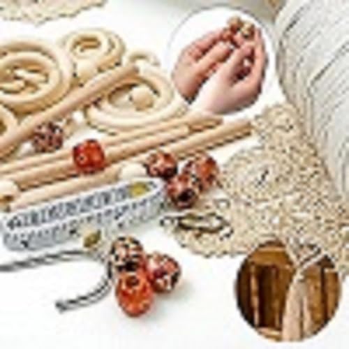 Macrame Kit for Beginners 227pcs – Macrame Wall Hanging Kit & Plant Hanger Kit, 225Y 3mm Cotton Cord, Wooden Beads Dowels Rings, DIY Craft Kit for Adults, Macrame Starter Kit Supplies - Image 3