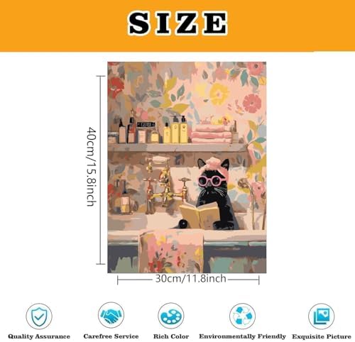 Black Cat Paint by Numbers Kit for Adults Framed Canvas, Frameworkless - Image 3