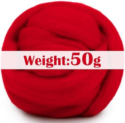 Mayboos 1.76oz Red Natural Wool Roving, Needle Felting Wool - Image 2