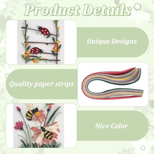 WEBEEDY 20 Sets Paper Quilling Kit for Adults Beginners,Spring Animal Flower Greeting Cards Making Kit with Instruction Tutorial,Handmade Bee Butterfly Dragonfly Quilling Card for Friends Families - Image 3