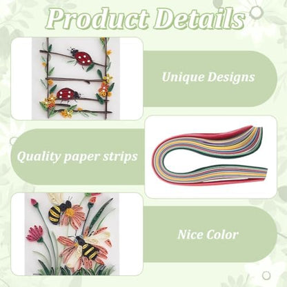 WEBEEDY 20 Sets Paper Quilling Kit for Adults Beginners,Spring Animal Flower Greeting Cards Making Kit with Instruction Tutorial,Handmade Bee Butterfly Dragonfly Quilling Card for Friends Families - Image 3