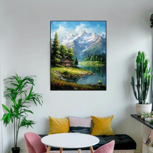 Mountain Paint By Numbers Kit For Adults Landscape Adult Paint By Number Kits Canvas Painting Kit For Beginner Adults' Paint-By-Number Kits Oil Painting Kits For Gift Home Wall Decor 16x20 Inch - Image 3