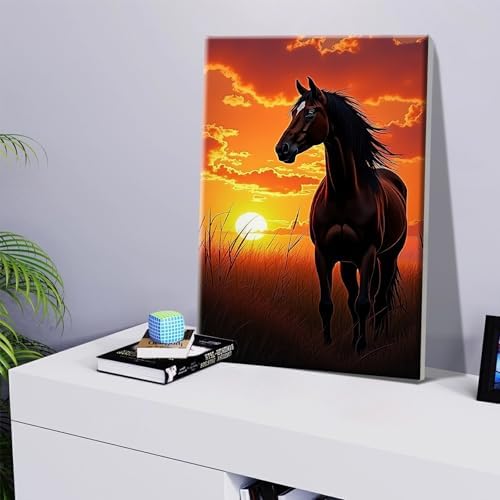 JOOZ Horse Paint by Numbers Kit for Adults with Frame Sunset Paint by Number with Easel Adult Paint by Number Kits Framed Canvas Oil Painting Kits for Home Wall Decor 8x12 Inch - Image 7