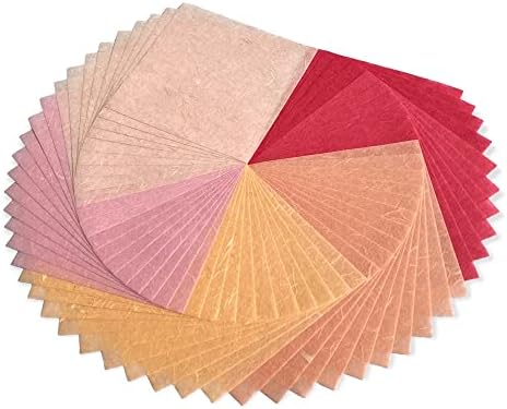 Natural Fiber Mulberry Paper Sheets 6 x 6 Inches, 50 PCS Handmade Craft Paper for Origami, Scrapbooking, Card Making, DIY Decoration, Mixed Media Art (Wedding Tone,) - Image 4