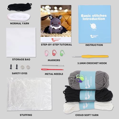 CrochetBox Mothman Crochet Kit for Beginners, Easy Craft for Adults - Image 3