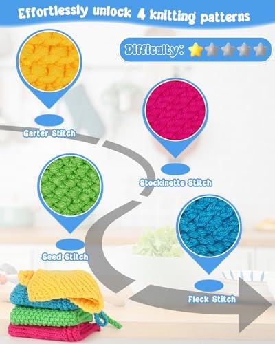Katech Knitting Kit for Beginner, Dishcloth Kniting Starter Kit for Adults - Image 3