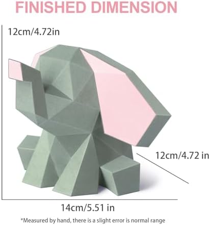 3D Origami Paper Craft Kit - Gray Elephant, Creative Handmade Paper Sculpture Art for Home Decor, Unique Pre-Cut DIY Pre-Cut Cute Animal Models Papercraft Set, Present for Teens & Adults - Image 7