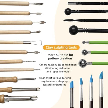 42 PCS Clay Tool, Clay Sculpting Tools Kit, Pottery Tools Can be Used for Stippling, Carving, Molding, and Shaping Clay Crafts, for Beginners, Hobbyists, Artists - Image 3