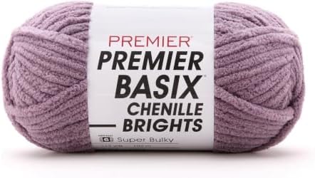 Premier Basix Chenille Brights Yarn, Plush Bulky Chenille Yarn for Crocheting & Hand Knitting, Soft Yarn for Cozy Projects, Chunky Yarn for Hand Knitting, Dusty Lilac by Premier