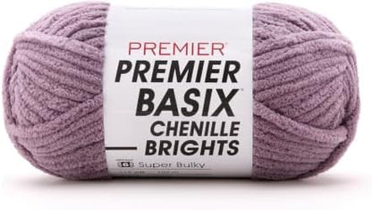 Premier Basix Chenille Brights Yarn, Plush Bulky Chenille Yarn for Crocheting & Hand Knitting, Soft Yarn for Cozy Projects, Chunky Yarn for Hand Knitting, Dusty Lilac by Premier