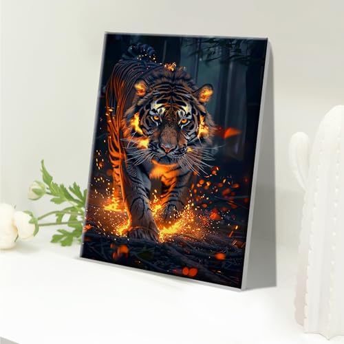 JOOZ Paint by Numbers Kit for Adults with Frame Tiger Paint by Number with Easel Animal Adult Paint by Number Kits on Canvas DIY Paint by Number for Adults for Gift Home Wall Decor 7.87x11.81 Inch - Image 4