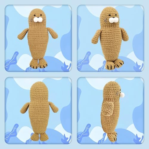 Noocro Amigurumi Crochet Kit for Beginners, Intermediate and Advanced Crocheters, DIY Crochet Plushie Kit with Complete Kit, Detailed Instrucions and Video Tutorial - Fun Craft Gift (Seal) - Image 4