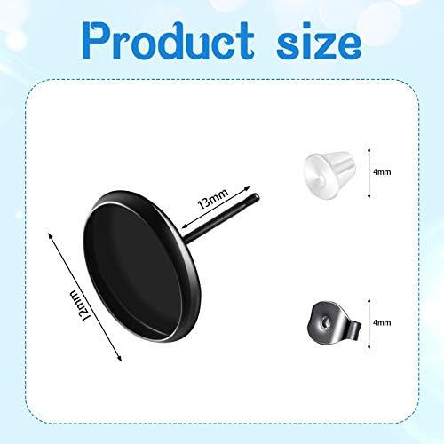 Hicarer 300 Pcs Earring Posts, Black with Black and Clear - Image 2