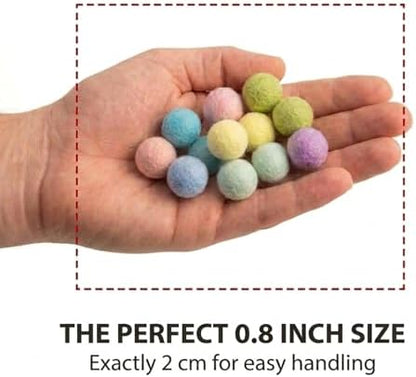 Glaciart One Felt Pom Poms, Wool Felt Balls (400 Pieces) 2 cm – 0.8 Inch, Handmade Felted 30 Color (Red, Pink, Blue, Yellow, Black, White, Pastel and More) Bulk Small Puff for Felting and Garland - Image 3