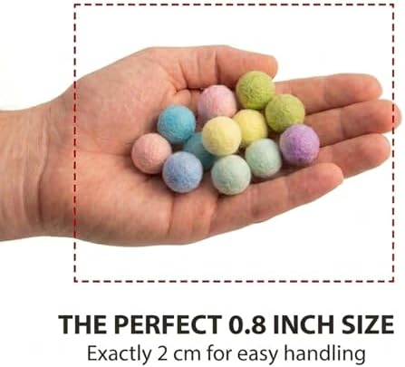 Glaciart One Felt Balls, Felt Pom Poms, (800 Pieces) 2 Centimeters - 0.8 Inch Handmade Felted 40 Color (Red, Pink, Blue, Orange, Yellow, Gray, Pastel and More), Bulk Small Puff for Felting and Garland - Image 3