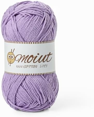 Cotton Yarn for Crocheting, Baby Yarn for Crocheting Soft, 131yds / 1.76oz Fluffy Amigurumi Crochet Yarn, 5 Ply 100% Milk Cotton Yarn for Puzzle、Socks、Clothes(Light Purple) by OMoiut