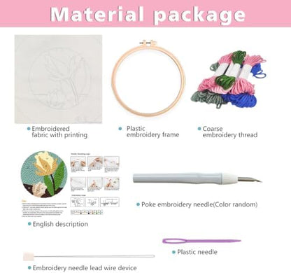 Zhenqing Lily Flower Punch Needle Embroidery Kit | 29x29cm Botanical Design with Hoop & Tools | DIY 3D Textured Wall Art for Beginners(Z95095C) - Image 5