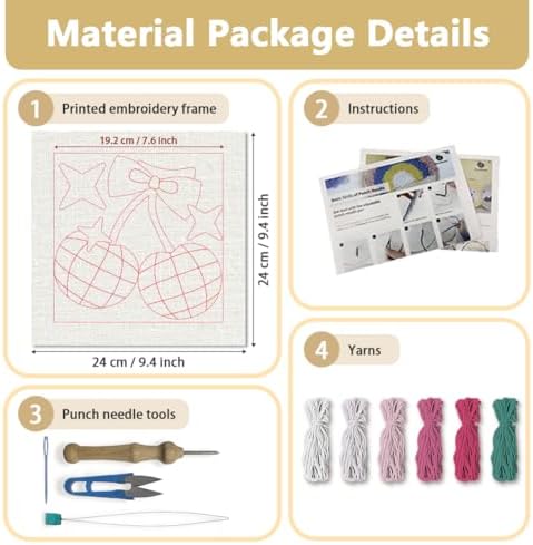 DOODLREAM Cherry Disco Ball DIY Punch Needle Embroidery Kit for Beginner - Image 2