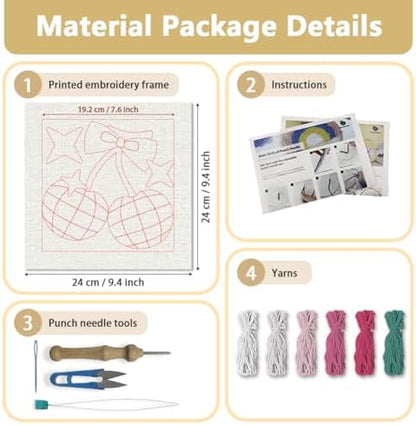 DOODLREAM Cherry Disco Ball DIY Punch Needle Embroidery Kit for Beginner - Image 2