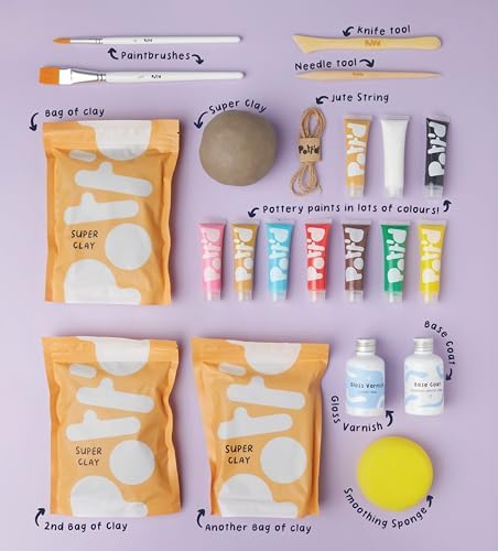Pott'd Mini Pottery Kits | Air Dry Clay Pottery Kit for Adults | Includes Paints, Brushes, and Potters Tools | Free Online Step-by-Step Tutorial | Perfect for Beginners | Bring The Studio to Your Home - Image 3